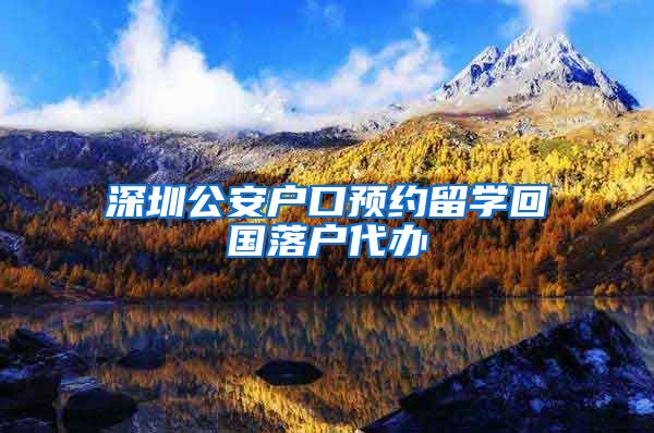 深圳公安户口预约留学回国落户代办
