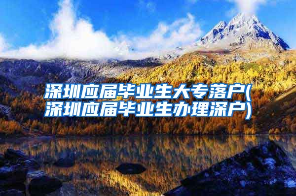 深圳应届毕业生大专落户(深圳应届毕业生办理深户)