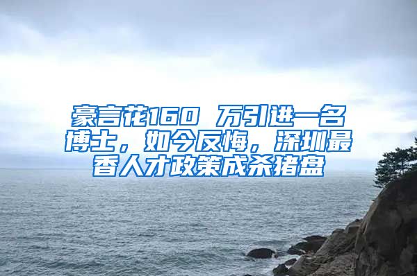 豪言花160 万引进一名博士，如今反悔，深圳最香人才政策成杀猪盘