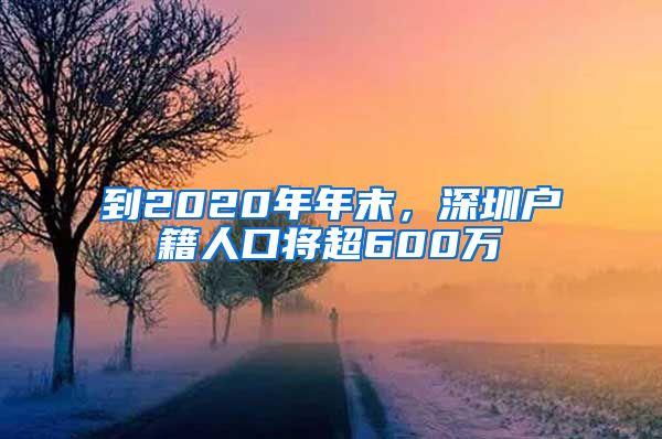 到2020年年末，深圳户籍人口将超600万
