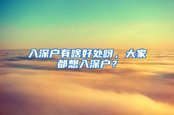 入深户有啥好处呀，大家都想入深户？