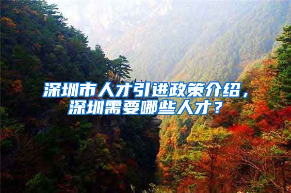 深圳市人才引进政策介绍，深圳需要哪些人才？