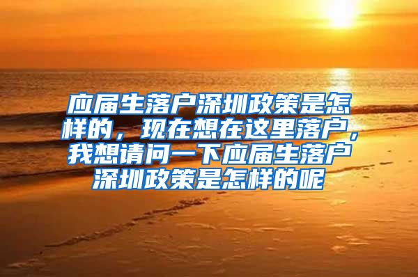 应届生落户深圳政策是怎样的，现在想在这里落户，我想请问一下应届生落户深圳政策是怎样的呢