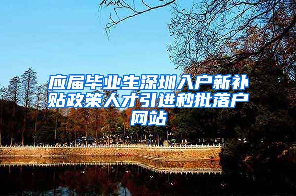 应届毕业生深圳入户新补贴政策人才引进秒批落户网站