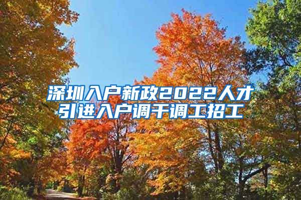 深圳入户新政2022人才引进入户调干调工招工
