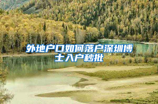 外地户口如何落户深圳博士入户秒批