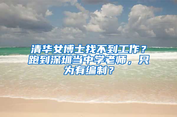 清华女博士找不到工作？跑到深圳当中学老师，只为有编制？