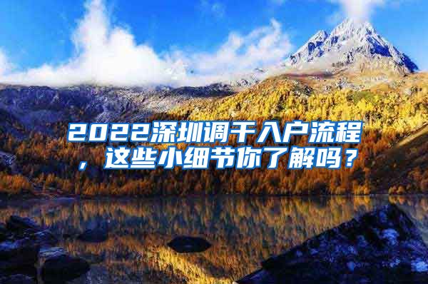 2022深圳调干入户流程，这些小细节你了解吗？