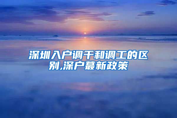 深圳入户调干和调工的区别,深户蕞新政策
