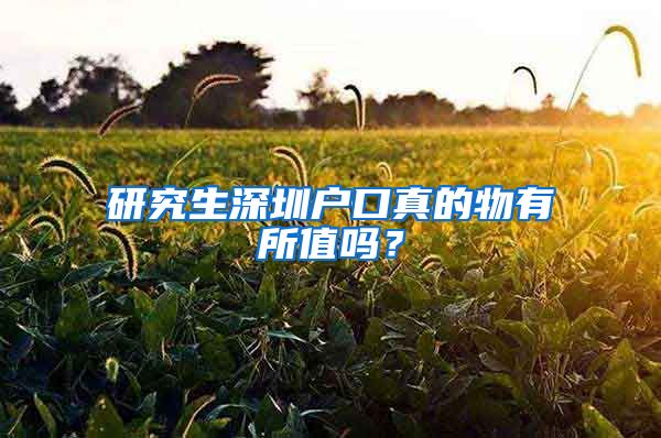 研究生深圳户口真的物有所值吗？