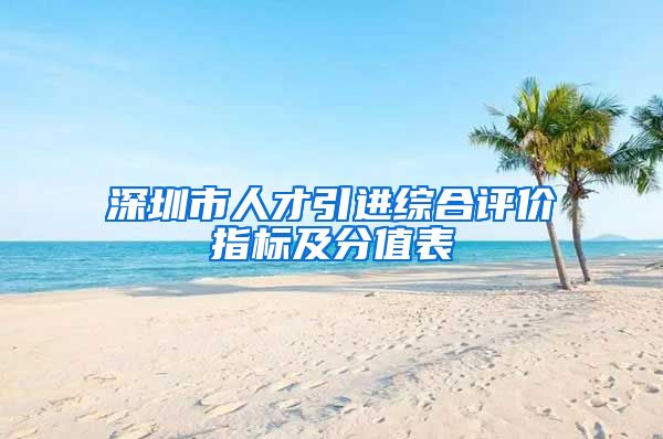 深圳市人才引进综合评价指标及分值表