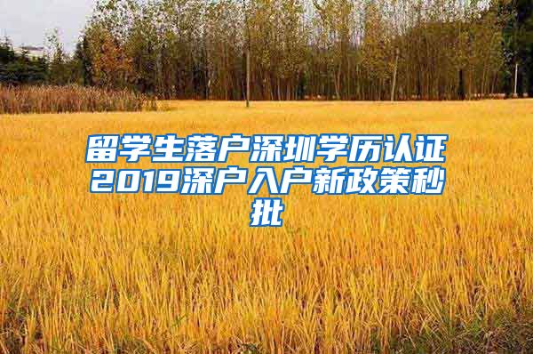 留学生落户深圳学历认证2019深户入户新政策秒批