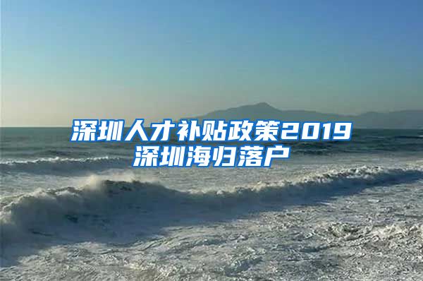深圳人才补贴政策2019深圳海归落户