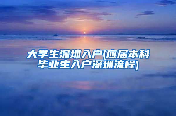 大学生深圳入户(应届本科毕业生入户深圳流程)