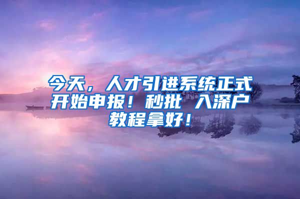 今天，人才引进系统正式开始申报！秒批 入深户教程拿好！
