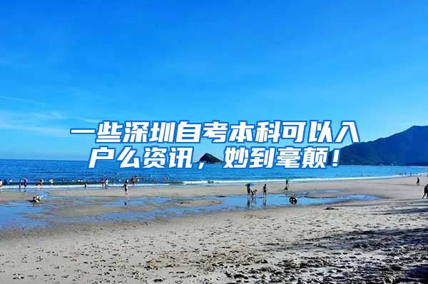 一些深圳自考本科可以入户么资讯，妙到毫颠！