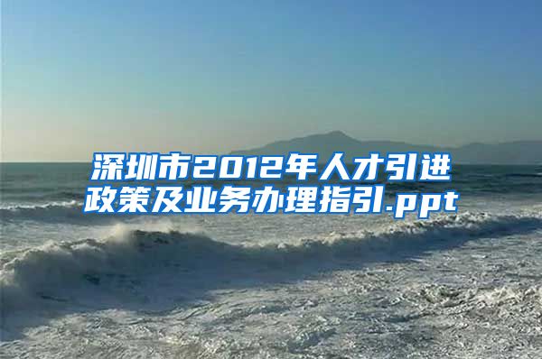 深圳市2012年人才引进政策及业务办理指引.ppt