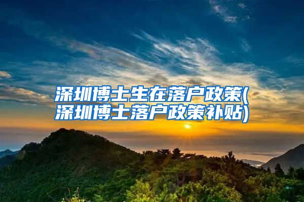 深圳博士生在落户政策(深圳博士落户政策补贴)