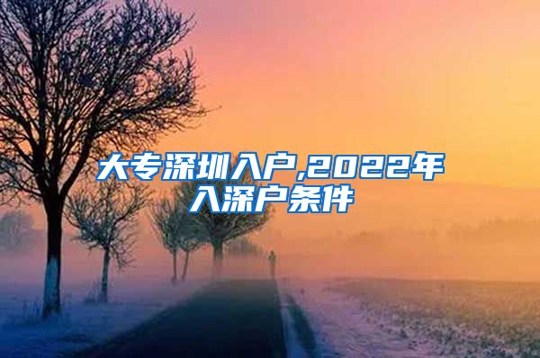 大专深圳入户,2022年入深户条件