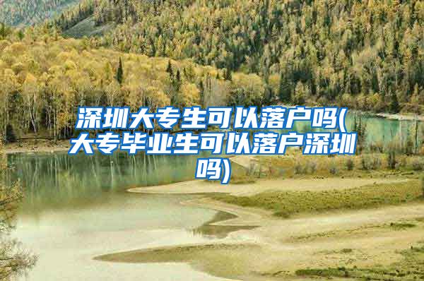 深圳大专生可以落户吗(大专毕业生可以落户深圳吗)