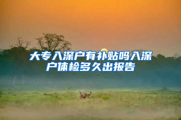 大专入深户有补贴吗入深户体检多久出报告