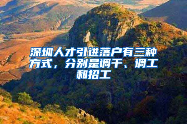 深圳人才引进落户有三种方式，分别是调干、调工和招工