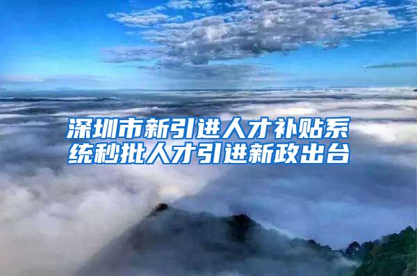 深圳市新引进人才补贴系统秒批人才引进新政出台
