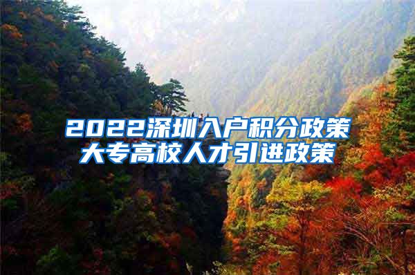 2022深圳入户积分政策大专高校人才引进政策
