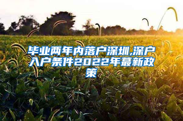 毕业两年内落户深圳,深户入户条件2022年蕞新政策