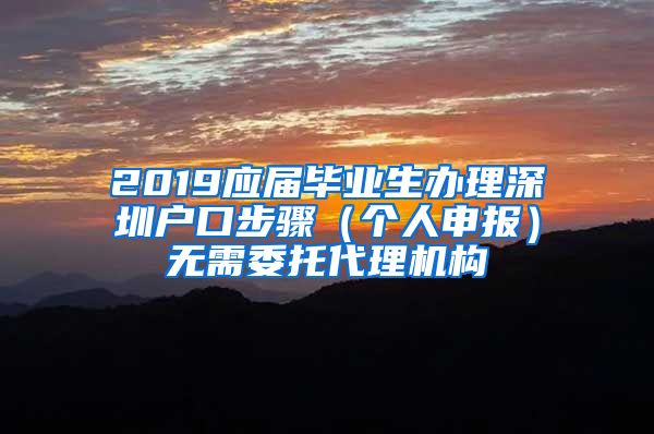 2019应届毕业生办理深圳户口步骤（个人申报）无需委托代理机构