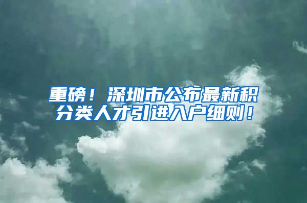 重磅！深圳市公布最新积分类人才引进入户细则！