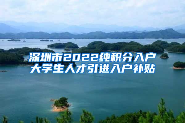 深圳市2022纯积分入户大学生人才引进入户补贴