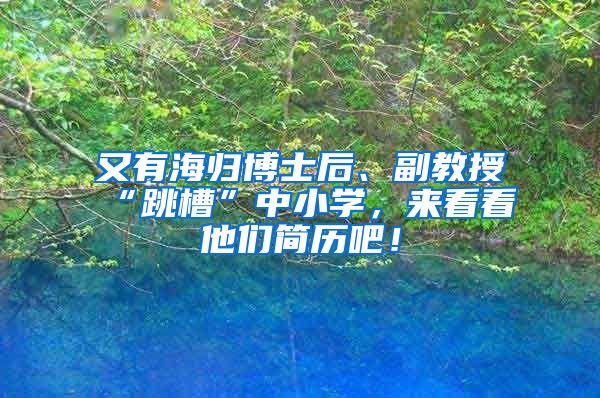 又有海归博士后、副教授“跳槽”中小学，来看看他们简历吧！