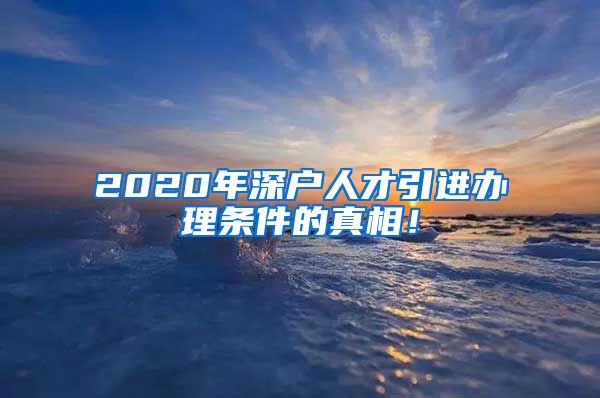2020年深户人才引进办理条件的真相！