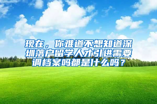现在，你难道不想知道深圳落户留学人才引进需要调档案吗都是什么吗？