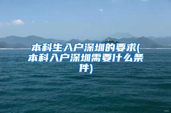 本科生入户深圳的要求(本科入户深圳需要什么条件)