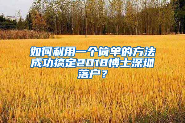 如何利用一个简单的方法成功搞定2018博士深圳落户？