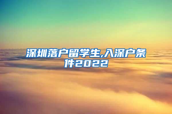 深圳落户留学生,入深户条件2022