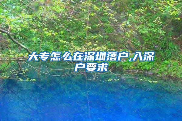 大专怎么在深圳落户,入深户要求