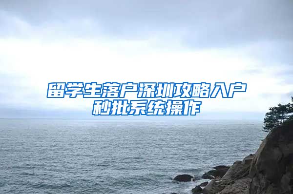 留学生落户深圳攻略入户秒批系统操作
