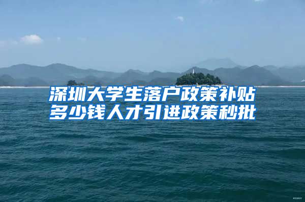 深圳大学生落户政策补贴多少钱人才引进政策秒批