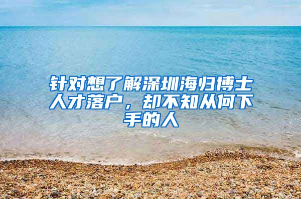 针对想了解深圳海归博士人才落户，却不知从何下手的人