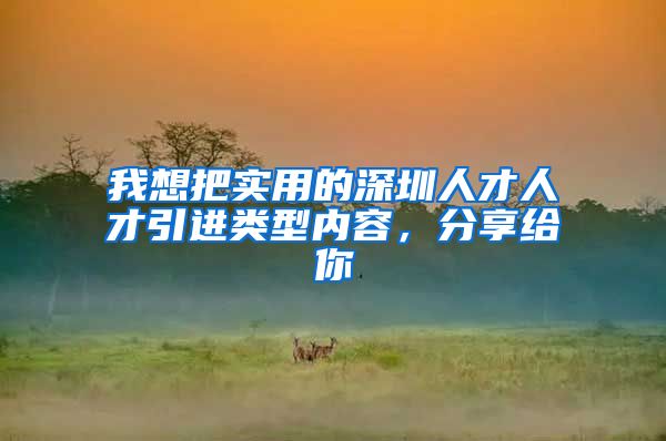 我想把实用的深圳人才人才引进类型内容，分享给你