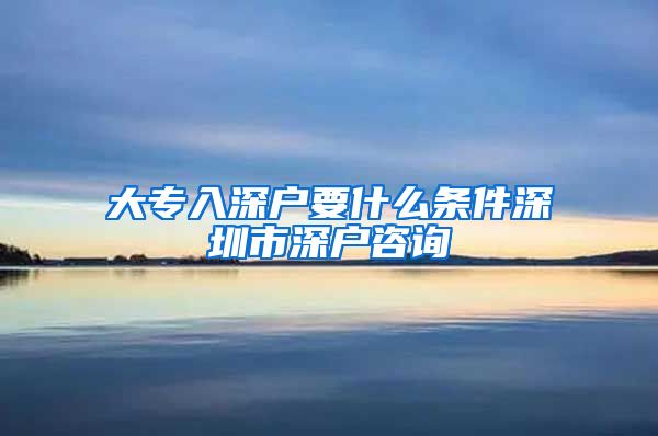 大专入深户要什么条件深圳市深户咨询