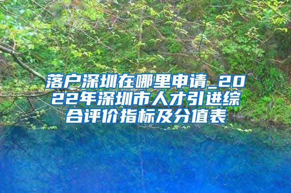 落户深圳在哪里申请_2022年深圳市人才引进综合评价指标及分值表