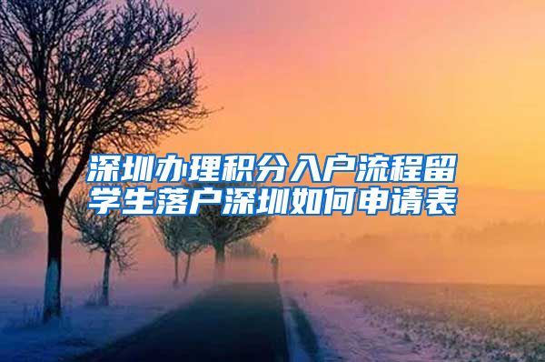深圳办理积分入户流程留学生落户深圳如何申请表