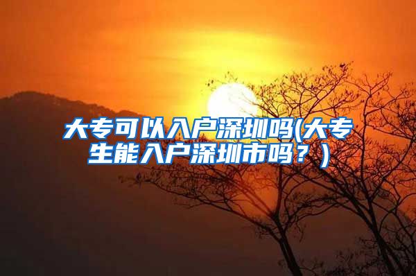 大专可以入户深圳吗(大专生能入户深圳市吗？)