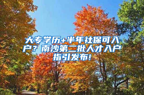 大专学历+半年社保可入户？南沙第二批人才入户指引发布!