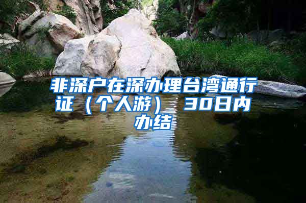 非深户在深办理台湾通行证（个人游） 30日内办结