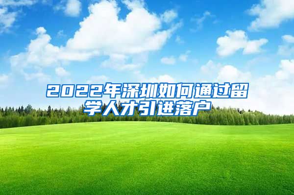 2022年深圳如何通过留学人才引进落户